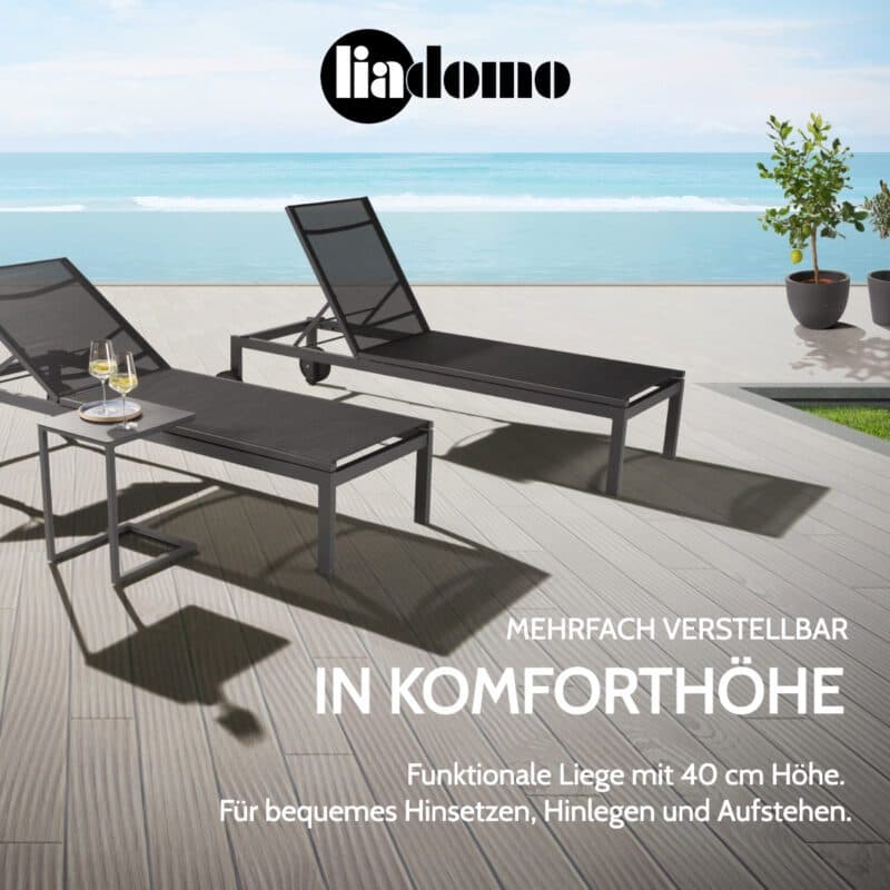 Liadomo "Firmo" Gartenliege mit "Lido" Beistelltisch