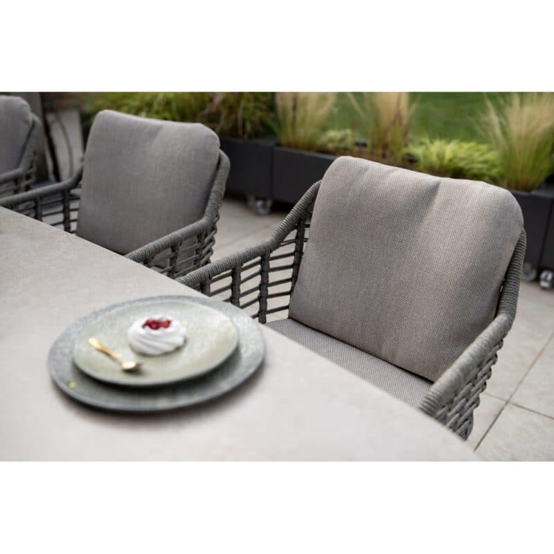 4Seasons Outdoor "Puglia" Diningsessel, Aluminium terre, Rope grau, Bezug hellgrau