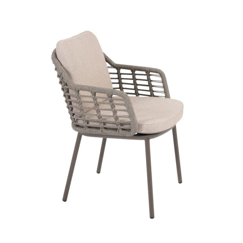 4Seasons Outdoor "Puglia" Diningsessel, Aluminium terre, Rope grau, Bezug hellgrau