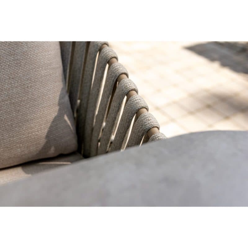 4Seasons Outdoor "Eva" Diningsessel, Rope beige mit "Manolo" Tisch, Tischplatte Keramik hellgrau, Aluminium latte