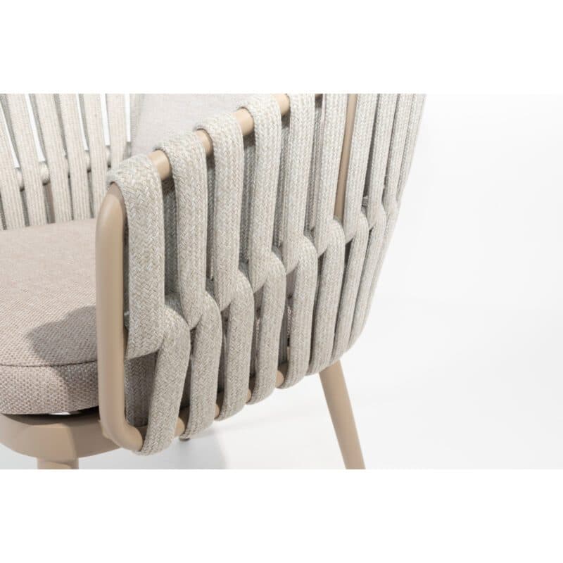 4Seasons Outdoor "Eva" Diningsessel, Aluminium latte, Rope beige, Bezug beige