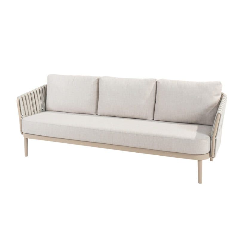 4Seasons Outdoor "Eva" Loungesofa 3-sitzig, Aluminium latte, Rope beige, Bezug beige