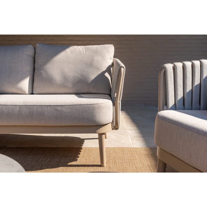 4Seasons Outdoor "Eva" Loungesofa 3-sitzig, Aluminium latte, Rope beige, Bezug beige