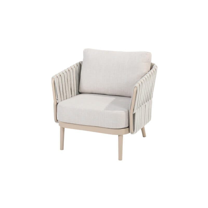 4Seasons Outdoor "Eva" Loungesessel, Aluminium latte, Rope beige, Bezug beige
