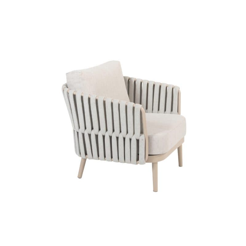 4Seasons Outdoor "Eva" Loungesessel, Aluminium latte, Rope beige, Bezug beige