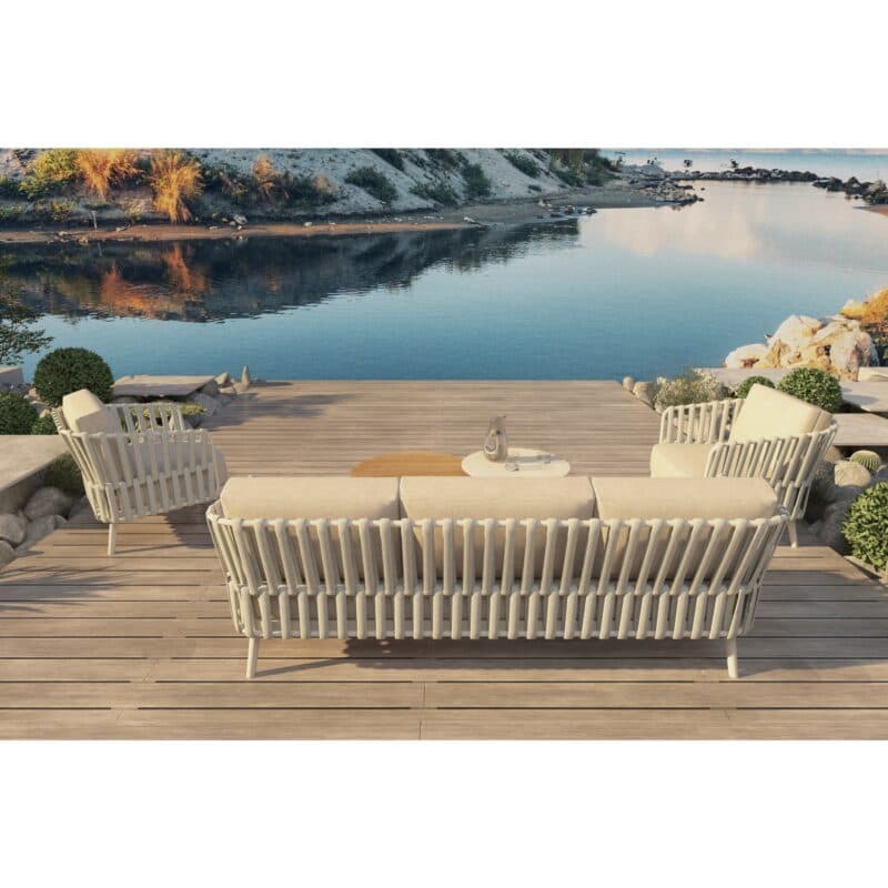 4Seasons Outdoor "Eva" Loungeset, Aluminium latte, Rope beige mit Tischset "Emma"