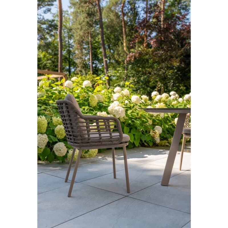 4Seasons Outdoor "Puglia" Diningsessel, Aluminium latte, Rope taupe, Bezug latte