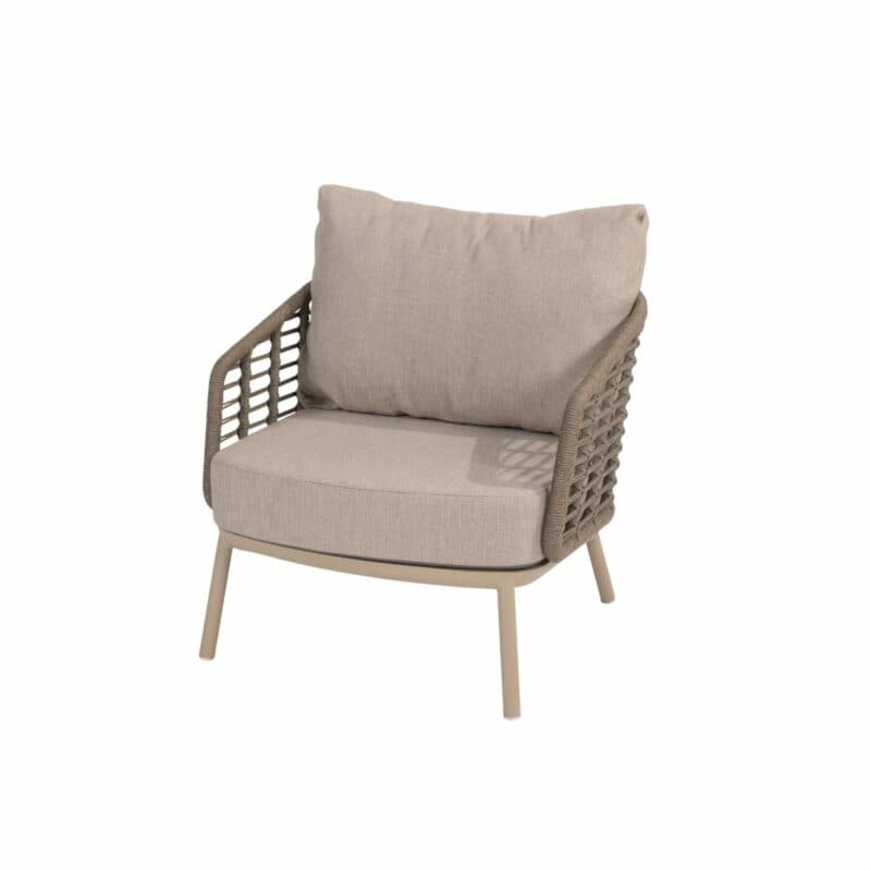 4Seasons Outdoor "Puglia" Loungesessel, Gestell Aluminium latte, Rope taupe, Bezug latte
