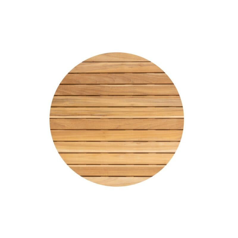 4Seasons Outdoor "Verdi" Kaffeetisch Ø 73 cm, Edelstahl latte, Tischplatte Teakholz