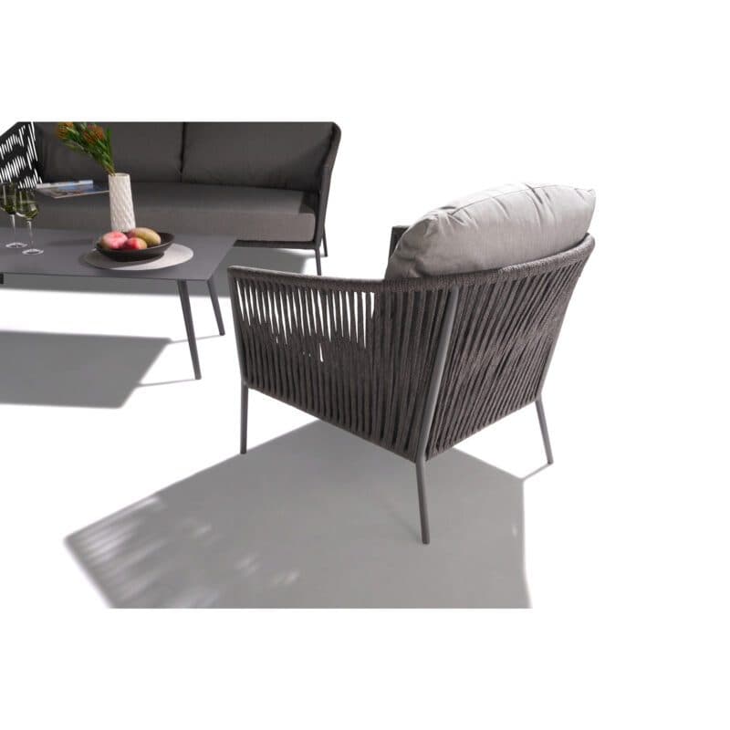 CASA DOMA Loungeset mit Loungesofa und Loungesessel "Falcone", Aluminium anthrazit, Rope anthrazit und Loungetisch "Arista", Aluminium anthrazit
