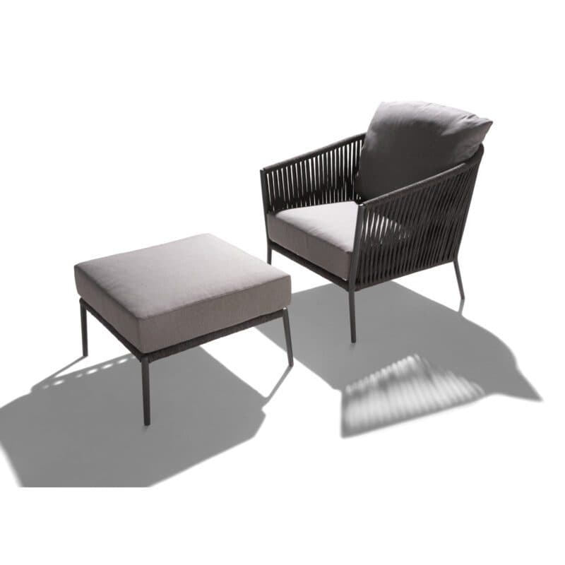 CASA DOMA Set mit Loungesessel und Loungehocker "Falcone", Aluminium anthrazit, Rope anthrazit
