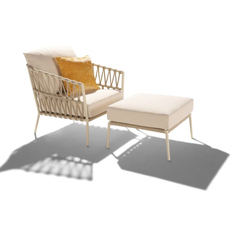 CASA DOMA Loungeset mit Loungesessel und Loungehocker "Messina", Aluminium cream, Rope fossil, Kissen beige