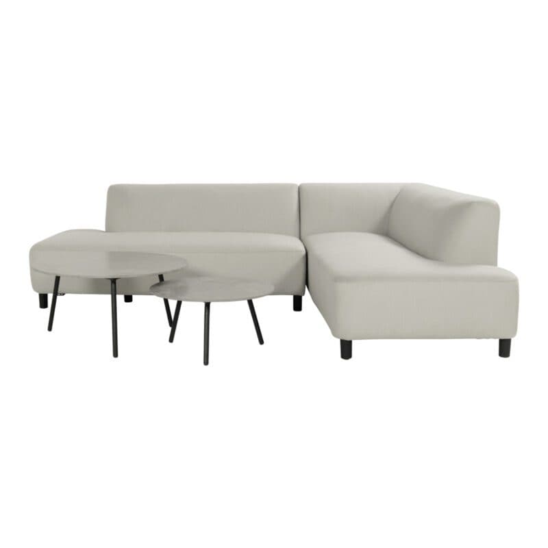 Hartman "Monaco" Loungeset sit&heat®, Easy Dry Foam, Bezug Sunbrella® chalk grey mit Loungetisch-Set "Monaco" 60cm und 80cm, Keramik beige, Gestelle Aluminium schwarz