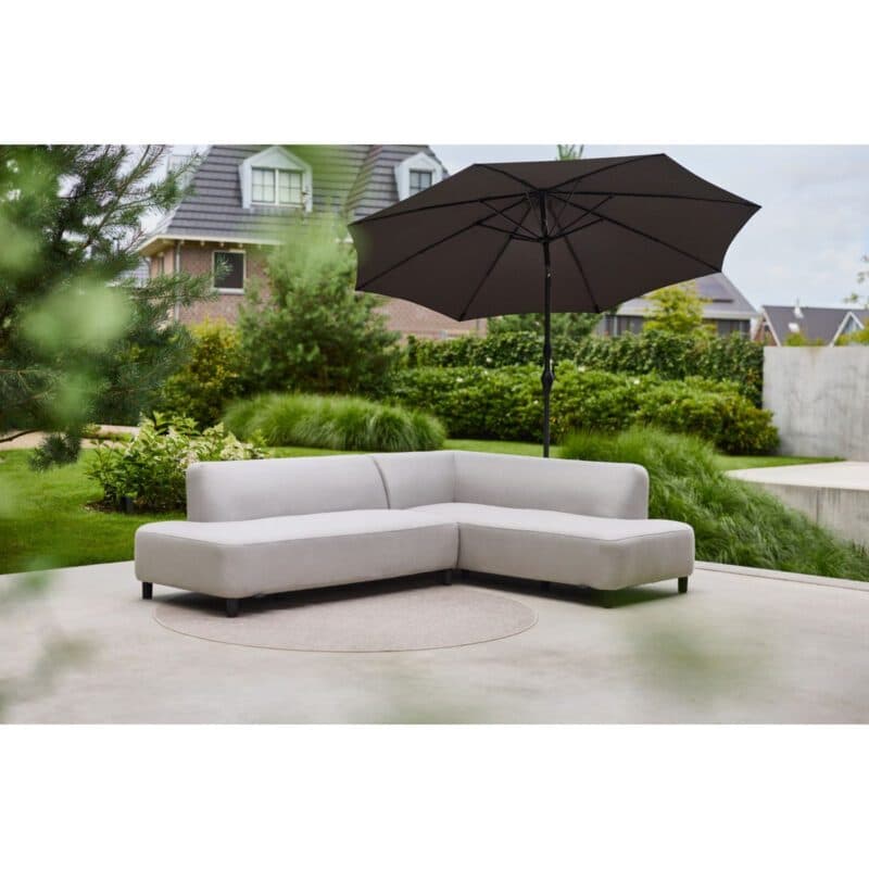 Hartman "Monaco" Loungeset sit&heat®, Aluminium schwarz, Easy Dry Foam, Bezug Sunbrella® chalk grey