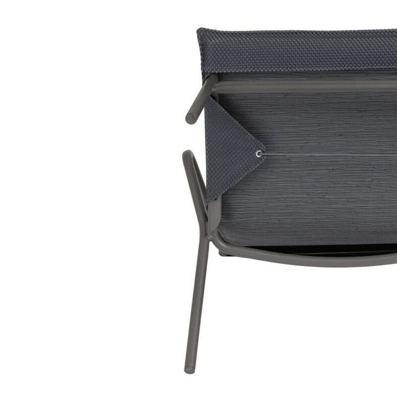 Lafuma "Vence" Loungebank, Gestell Stahl titane, Bespannung Batyline® DUO grey, abnehmbare Polsterung BeComfort® dark grey