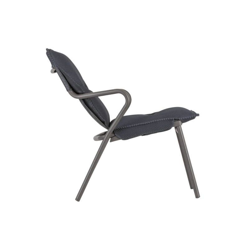 Lafuma "Vence" Loungesessel, Gestell Stahl titane, Bespannung Batyline® DUO grey, abnehmbare Polsterung BeComfort® dark grey