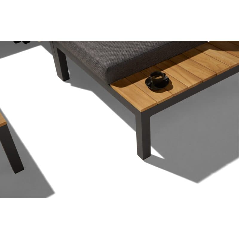 Liadomo "San Carlo" Loungeset, Alu anthrazit, Ablagen Teak, Bezüge Olefin grau