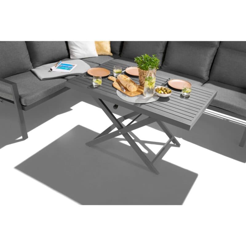 Liadomo "Scapoli" Eckloungeset plus Loungetisch, Alu anthrazit, Bezug Olefin grau