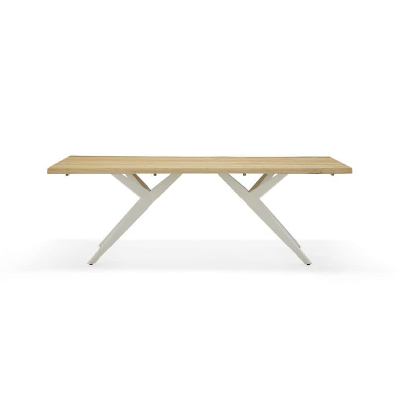 Musterring "Dänemark" Gartentisch 220x95 cm, Edelstahl ivory, Tischplatte Teakholz