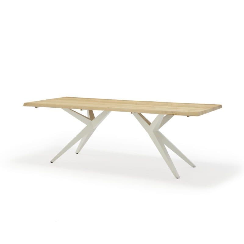 Musterring "Dänemark" Gartentisch 220x95 cm, Edelstahl ivory, Tischplatte Teakholz