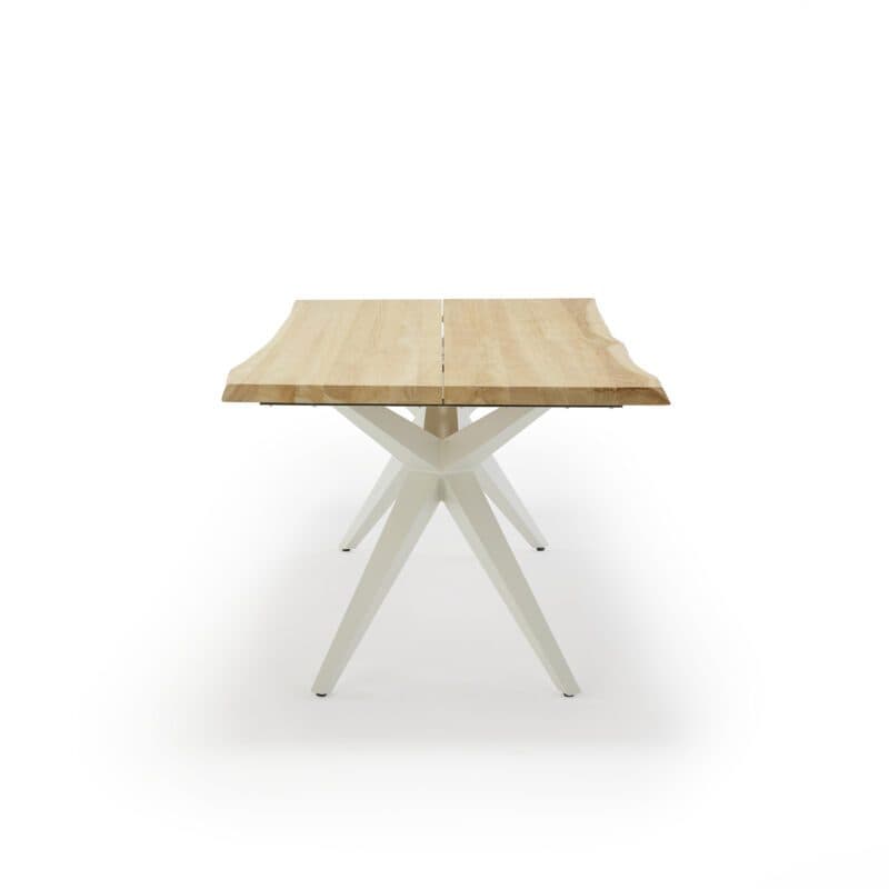 Musterring "Dänemark" Gartentisch 220x95 cm, Edelstahl ivory, Tischplatte Teakholz