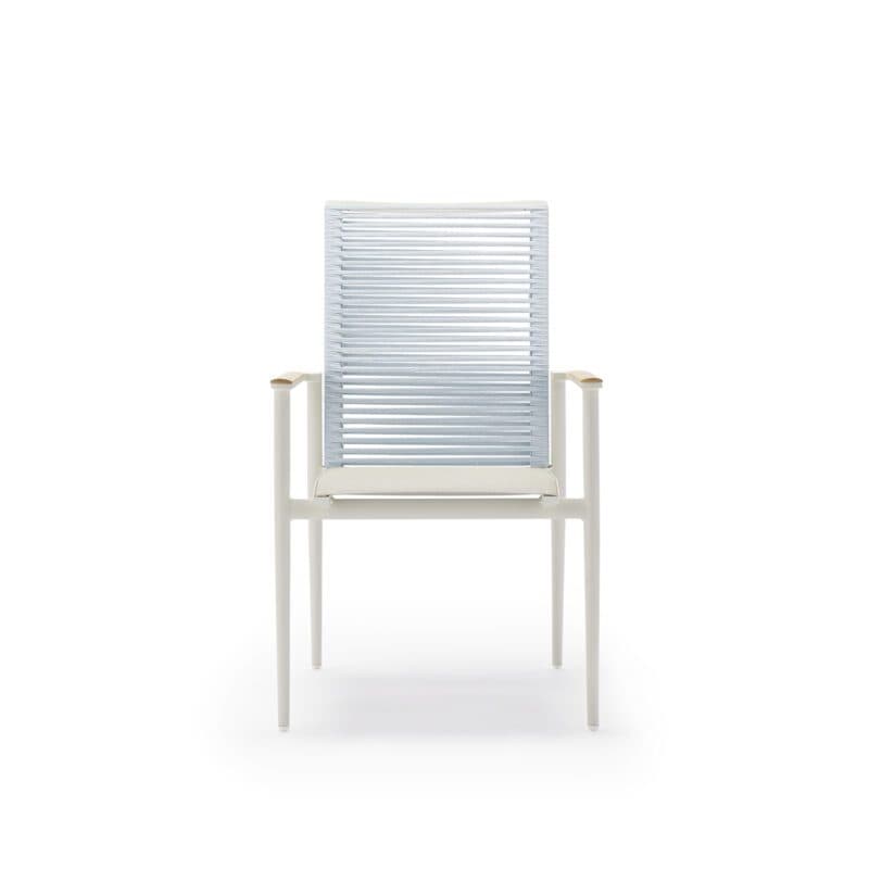 Musterring "Kopenhagen" Stapelstuhl, Aluminium ivory, Sitzfläche Textilgewebe taupe, Rückenfläche Rope himmelblau