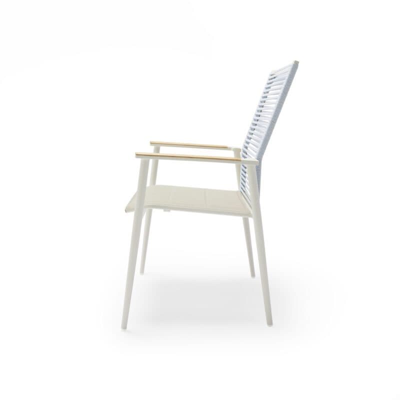 Musterring "Kopenhagen" Stapelstuhl, Aluminium ivory, Sitzfläche Textilgewebe taupe, Rückenfläche Rope himmelblau