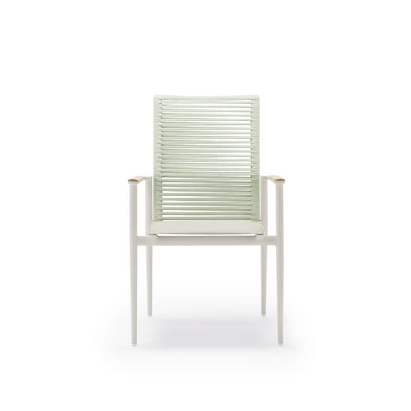 Musterring "Kopenhagen" Stapelstuhl, Aluminium ivory, Sitzfläche Textilgewebe taupe, Rückenfläche Rope lichtgrün