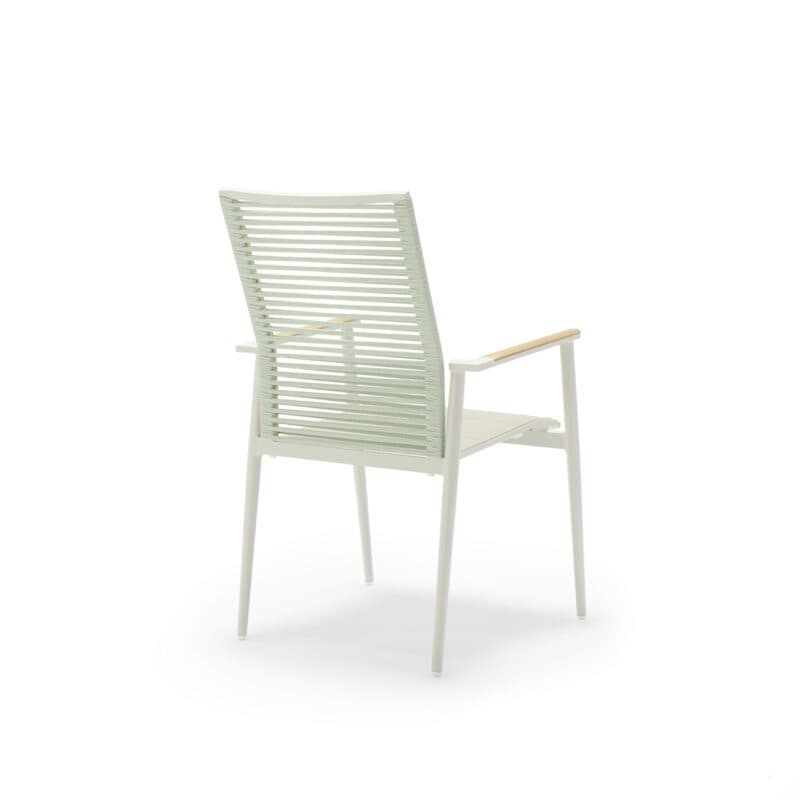 Musterring "Kopenhagen" Stapelstuhl, Aluminium ivory, Sitzfläche Textilgewebe taupe, Rückenfläche Rope lichtgrün