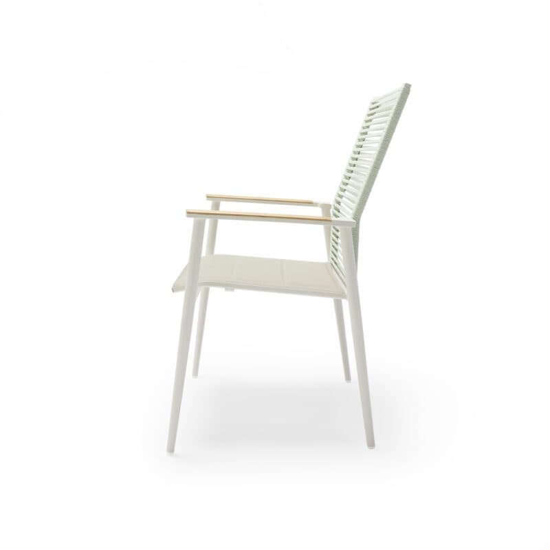 Musterring "Kopenhagen" Stapelstuhl, Aluminium ivory, Sitzfläche Textilgewebe taupe, Rückenfläche Rope lichtgrün