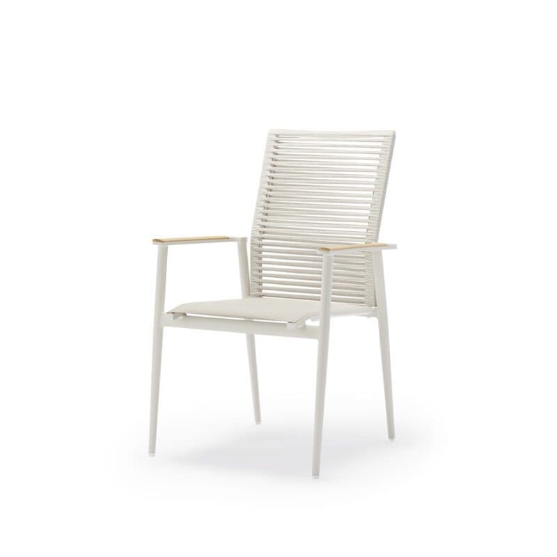 Musterring "Kopenhagen" Stapelstuhl, Aluminium ivory, Sitzfläche Textilgewebe taupe, Rückenfläche Rope taupe
