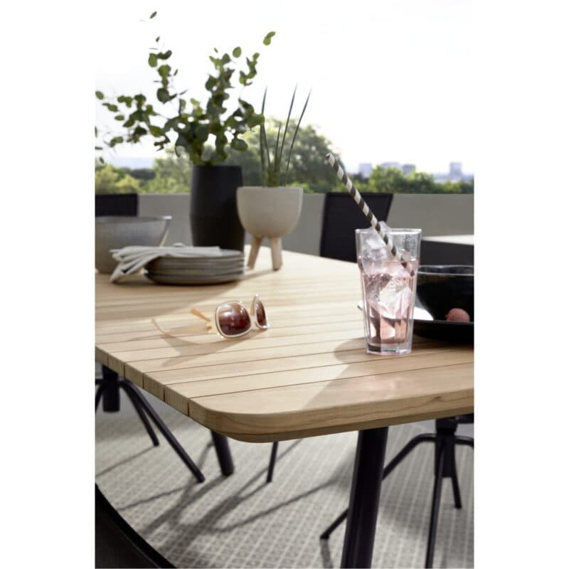 Musterring "Schweden" Gartentisch 200x90 cm, Aluminium anthrazit, Teak