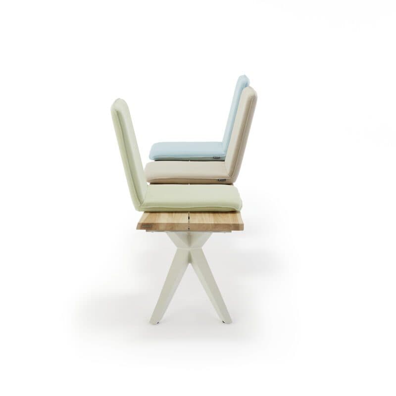 Musterring "Skagen" Gartenbank, Edelstahl ivory, Sitzfläche Teakholz massiv mit Sitzschale "Lazio"
