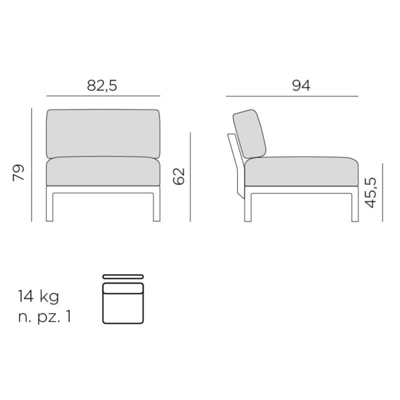 NARDI "Maximo" Lounge-Mittelteil - Maßangaben