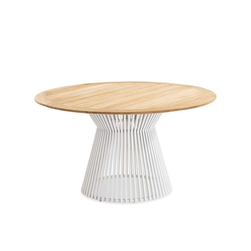 Niehoff "Acore" Gartentisch Ø 140 cm, Gestell Aluminium ivory, Tischplatte Teakholz natur