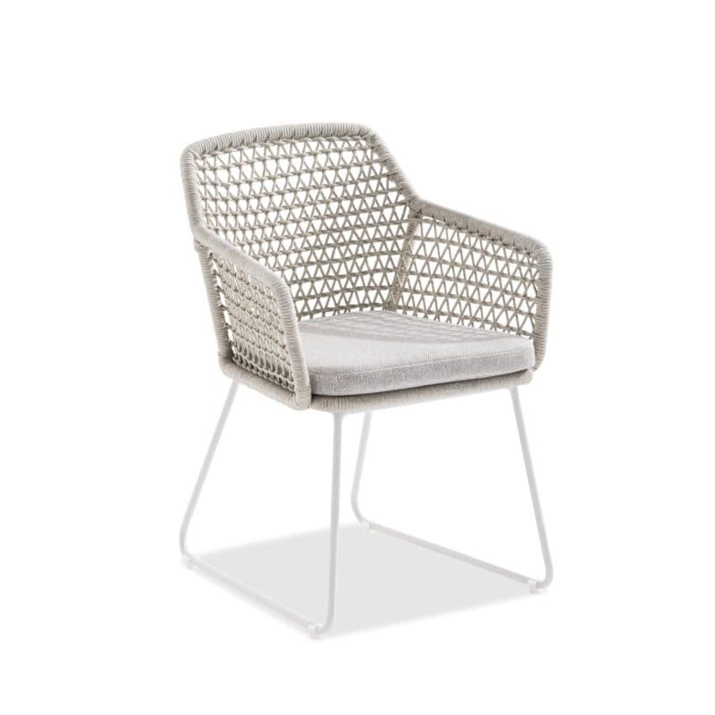 Niehoff "Lido" Gartenstuhl, Gestell Aluminium ivory, Sitzschale Rope beige, Sitzkissen Olefin La Concha taupe meliert