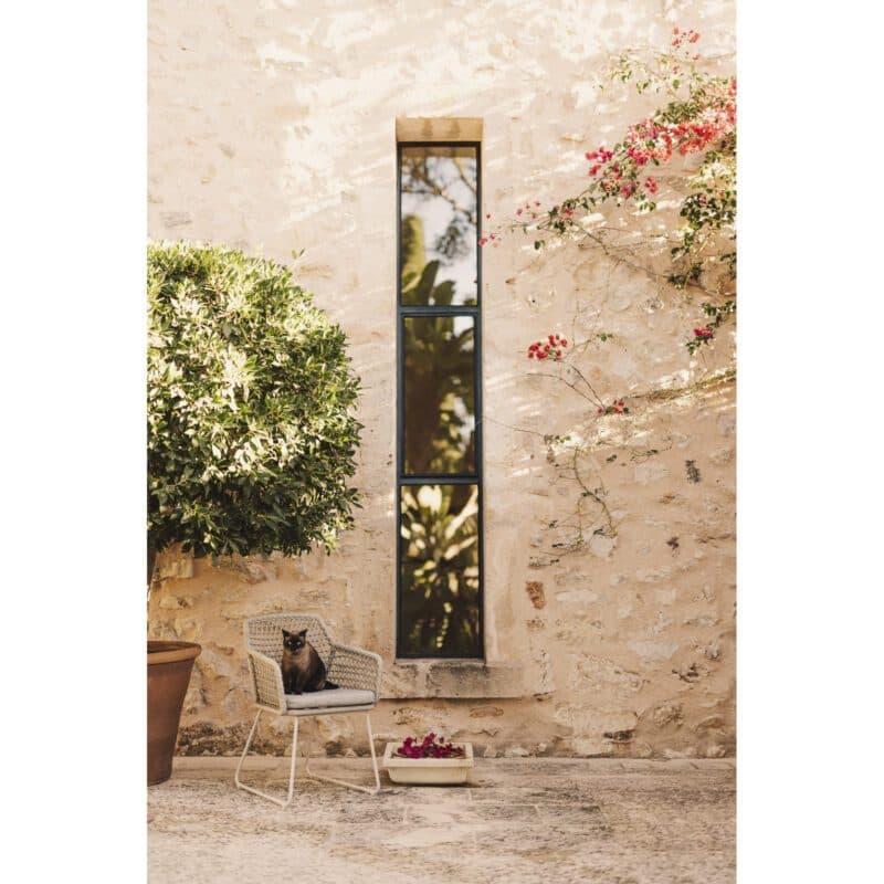 Niehoff "Lido" Gartenstuhl, Gestell Aluminium ivory, Sitzschale Rope beige, Sitzkissen Olefin La Concha taupe meliert