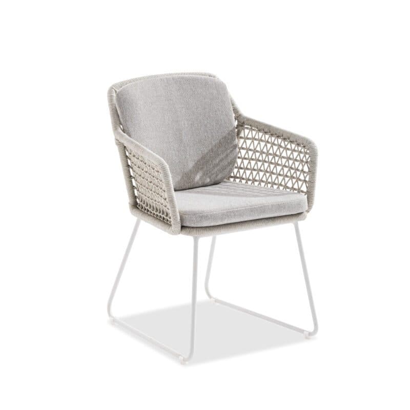 Niehoff "Lido" Gartenstuhl, Gestell Aluminium ivory, Sitzschale Rope beige, Sitz- und Rückenkissen Olefin La Concha taupe meliert