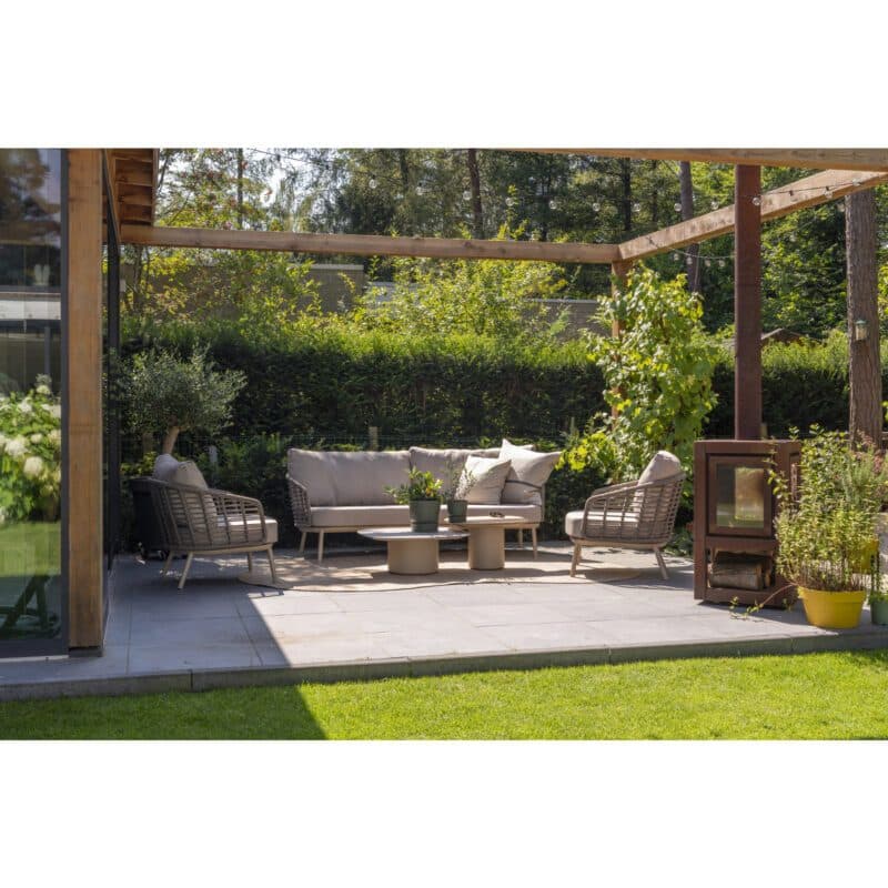 4Seasons Outdoor "Puglia" Loungeset 3-teilig, Gestell Aluminium latte, Rope taupe, Bezug latte