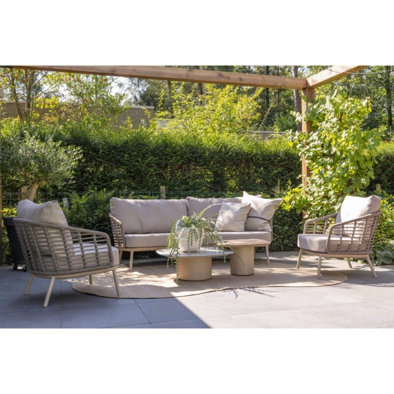 4Seasons Outdoor "Puglia" Loungeset 3-teilig, Gestell Aluminium latte, Rope taupe, Bezug latte