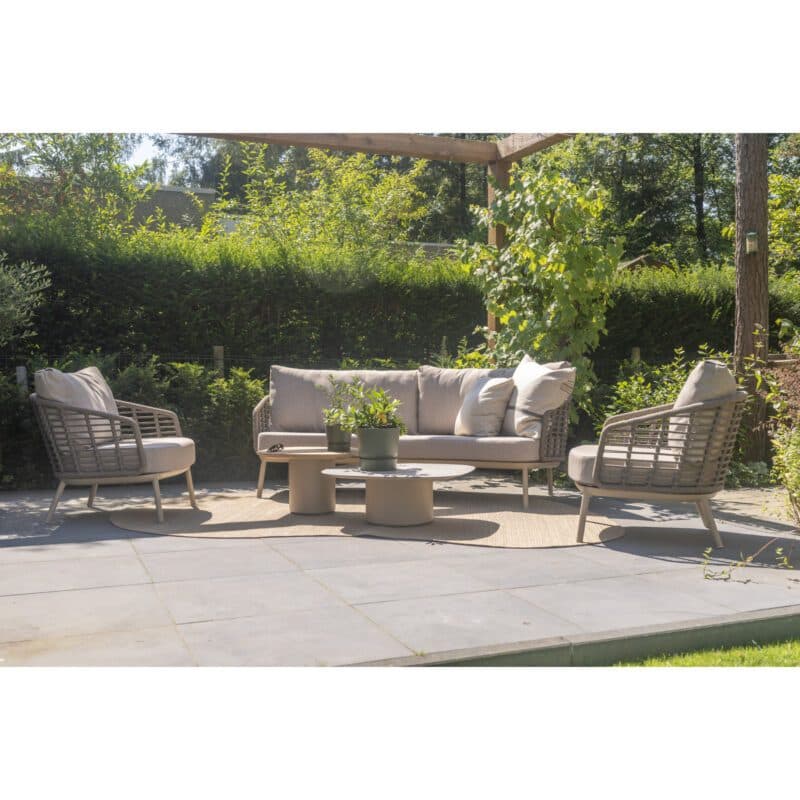 4Seasons Outdoor "Puglia" Loungeset 3-teilig, Gestell Aluminium latte, Rope taupe, Bezug latte