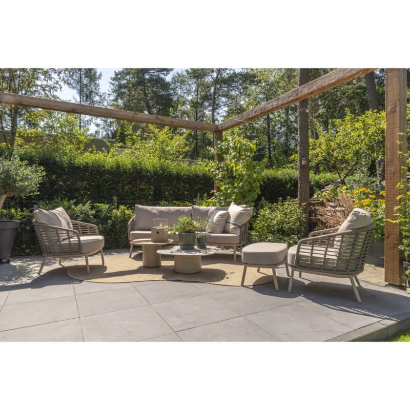 4Seasons Outdoor "Puglia" Loungeset 4-teilig inkl. Hocker, Gestell Aluminium latte, Rope taupe, Bezug latte
