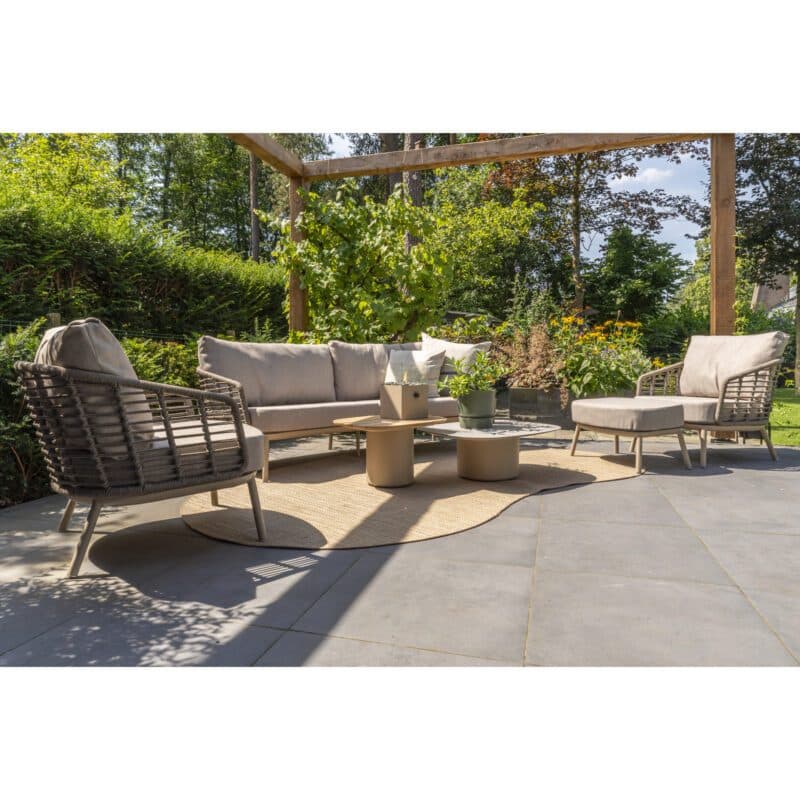4Seasons Outdoor "Puglia" Loungeset 4-teilig inkl. Hocker, Gestell Aluminium latte, Rope taupe, Bezug latte