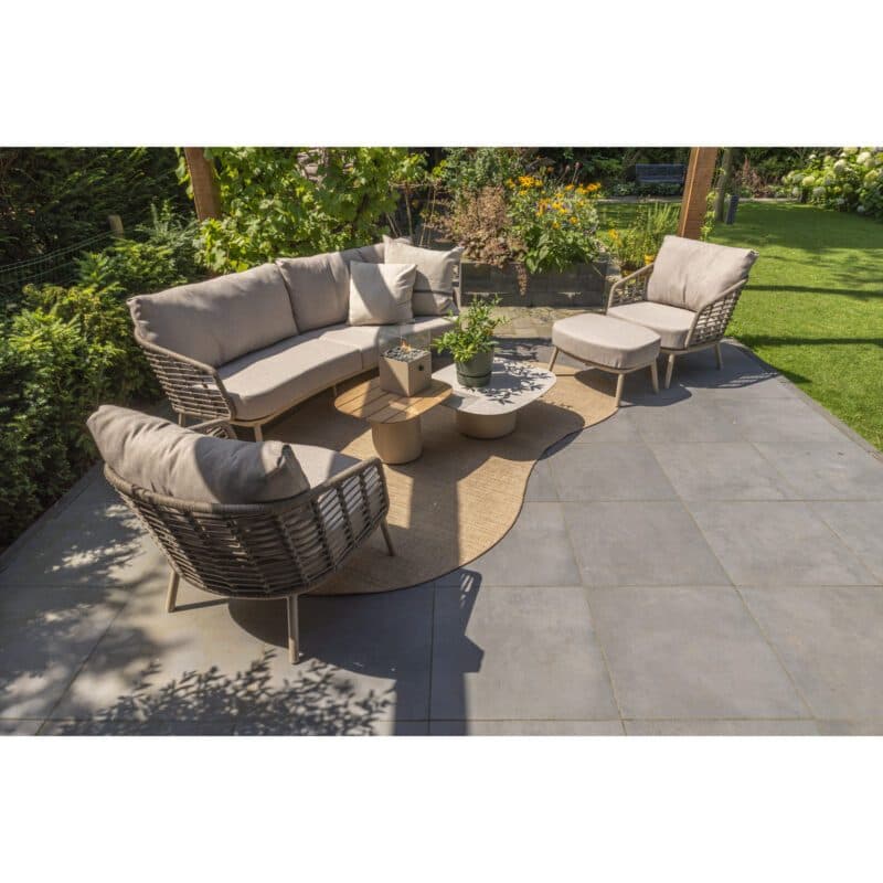 4Seasons Outdoor "Puglia" Loungeset 4-teilig inkl. Hocker, Gestell Aluminium latte, Rope taupe, Bezug latte