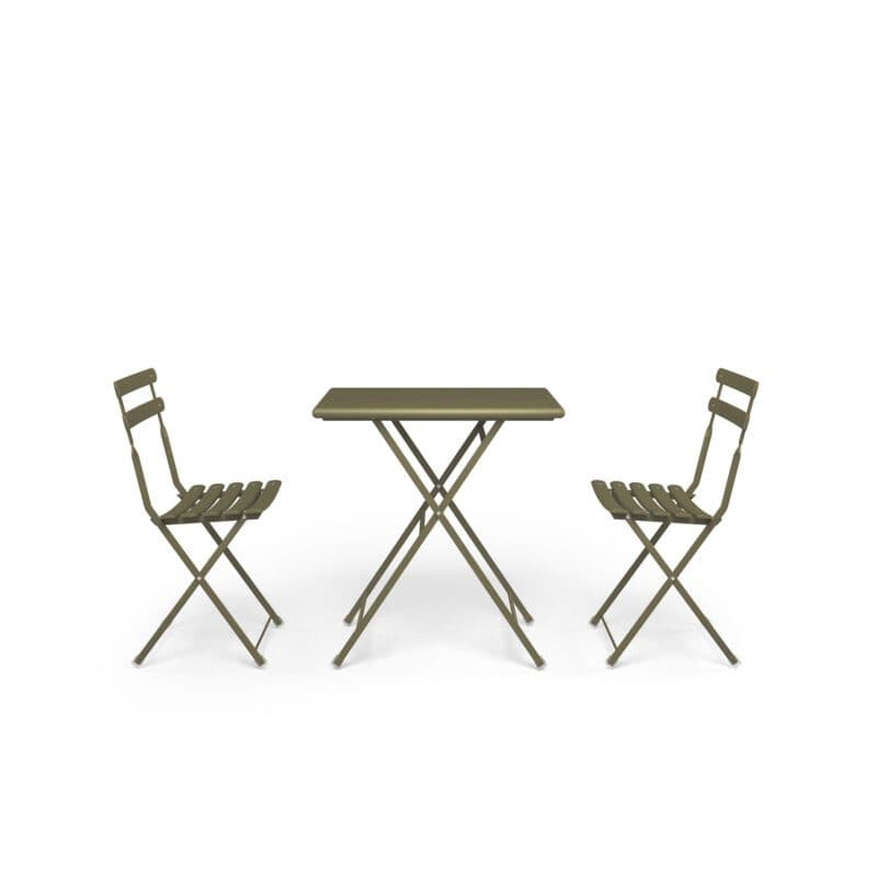 Emu "Arc en Ciel" Klappstuhl und Klapptisch 70x50 cm, Gestell und Sitzfläche Stahl grün