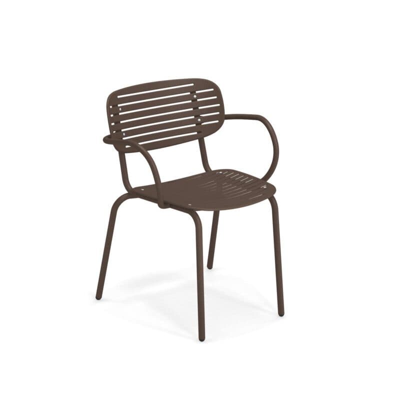 Emu "Mom" Stapelstuhl, Gestell und Sitzfläche Stahl braun