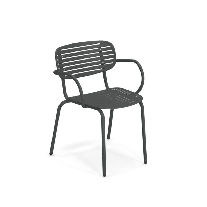 Emu "Mom" Stapelstuhl, Gestell und Sitzfläche Stahl eisen antik