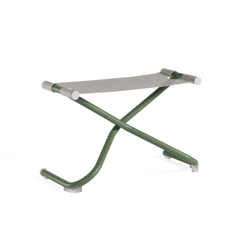 Emu "Snooze" Fußhocker, Gestell Stahl grün, Sitzfläche Textilgewebe Emu-tex eisgrau