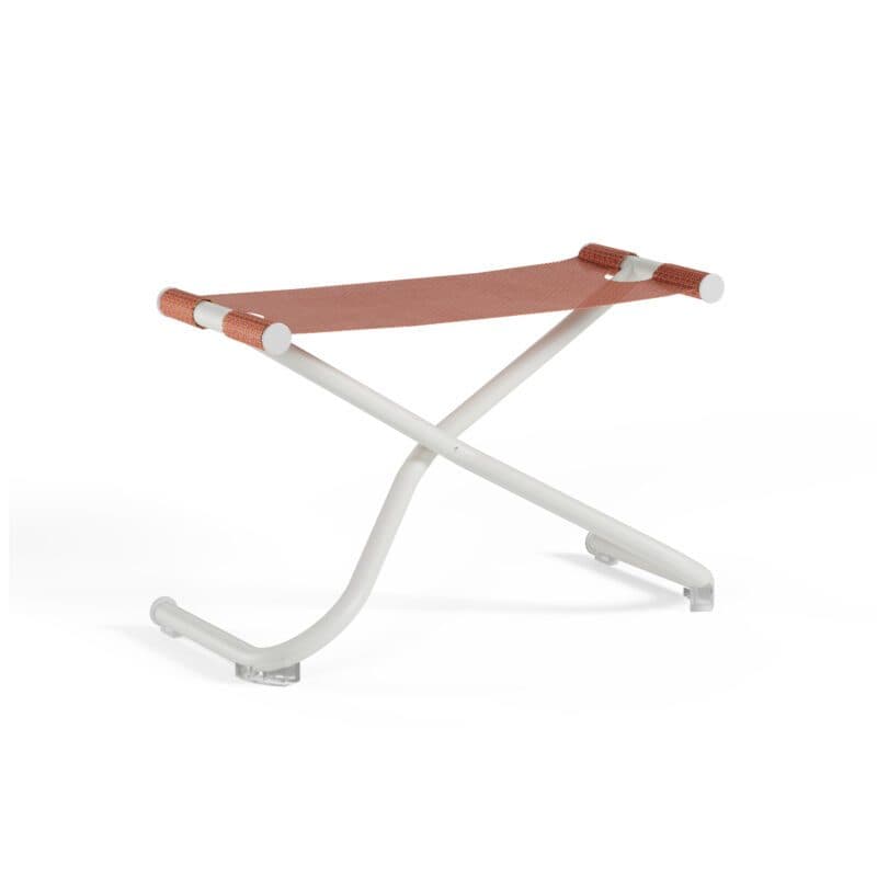 Emu "Snooze" Fußhocker, Gestell Stahl weiß, Sitzfläche Textilgewebe Emu-tex granatapfel