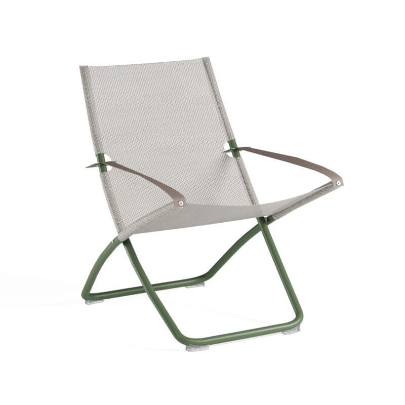 Emu "Snooze" Liegestuhl, Gestell Stahl grün, Liegefläche Textilgewebe Emu-tex eisgrau